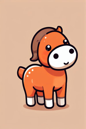 Cartoon style orange pony illustrationの素材
