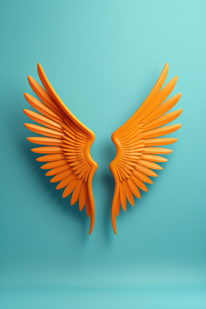 Blue background orange wings design materialの素材