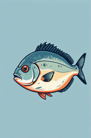 Cartoon style fish illustration materialの素材