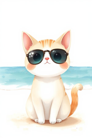 Skins wearing kittens on the beach sceneの素材