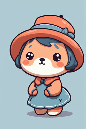 Hatted cartoon puppy girl imageの素材