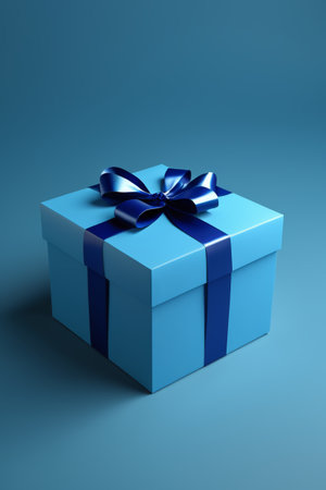 Blue Gift Box with Ribbon Close-upの素材