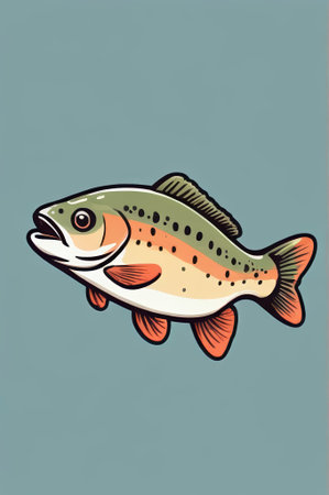 Cartoon style trout illustrationの素材