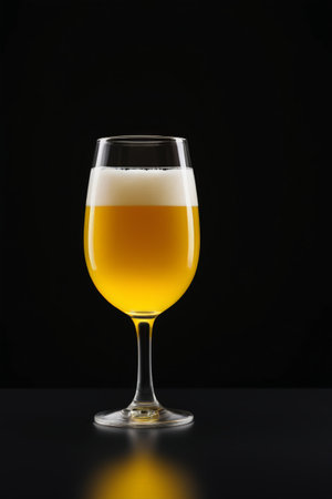 Close-up of beer drinks in a stemwareの素材