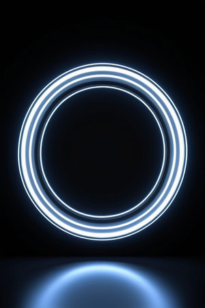 Glowing ring on black backgroundの素材