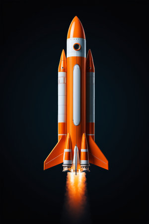 Orange rocket launch footageの素材