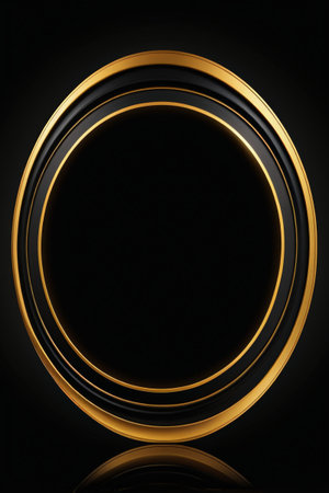 Black and gold color ring abstract backgroundの素材