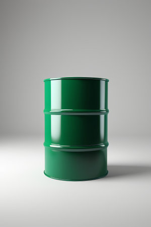 Close-up of green metal barrelの素材