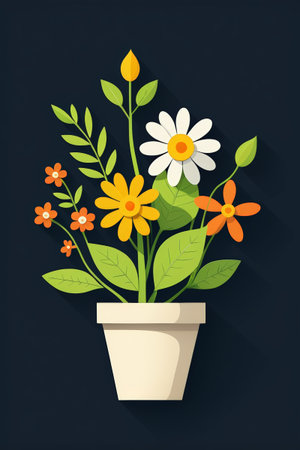 Potted flower illustration materialの素材