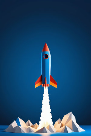 Cartoon rocket launch sceneの素材