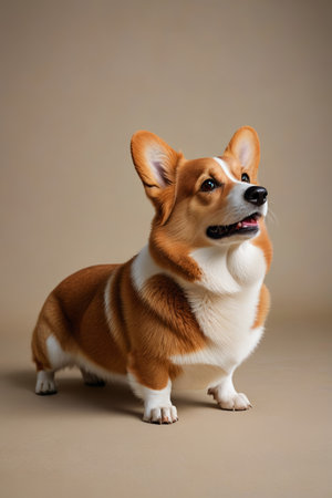 Close-up of a standing Corgiの素材