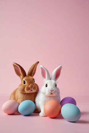 Easter Bunny and Easter Eggs Close-upの素材