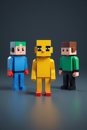 Three square-style standing figuresの素材