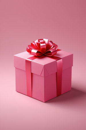 Pink gift box with red ribbonの素材