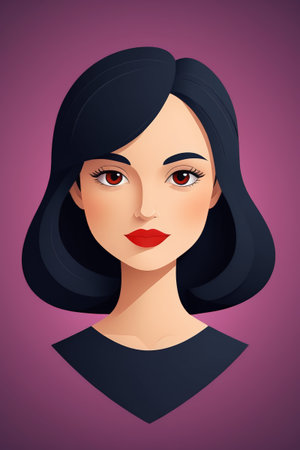 Portrait illustration of brunette womanの素材