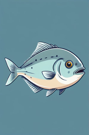 Cartoon style single fish illustrationの素材