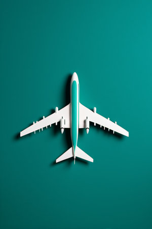 Aircraft model on a blue-green backgroundの素材