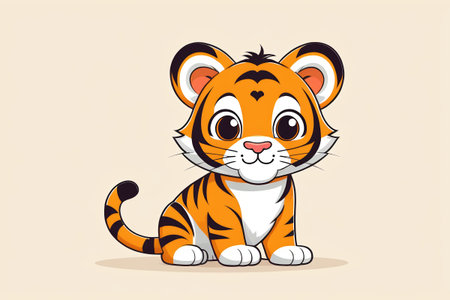 Cartoon tiger sitting image materialの素材