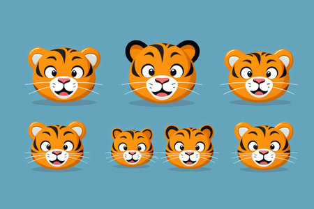 Cartoon tiger head emoji materialの素材