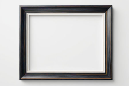 Black decorative painting frame on white backgroundの素材
