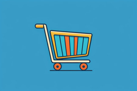 Shopping cart icon with blue backgroundの素材