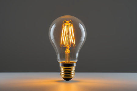 Luminous vintage light bulb close-upの素材