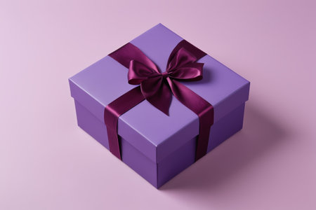 Purple gift box with dark purple ribbonの素材