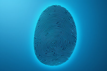 Fingerprint image on blue backgroundの素材