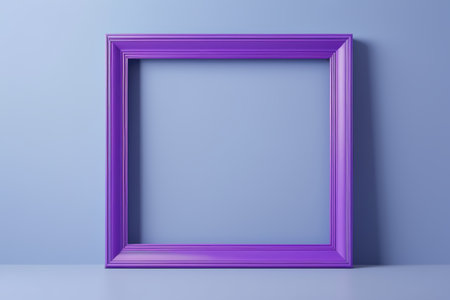 Purple photo frame displayed against the wallの素材