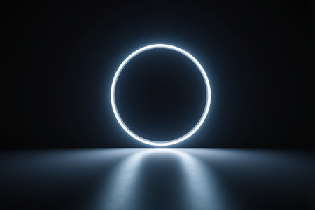 Glowing ring on black backgroundの素材