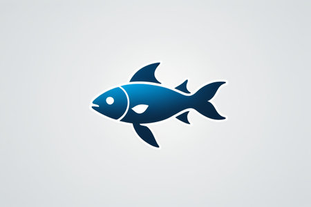 Blue fish icon design materialの素材