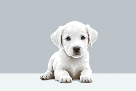 White puppy front close-upの素材