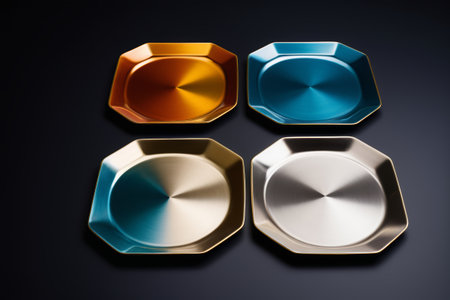 Four-color metal polygonal dinner plateの素材