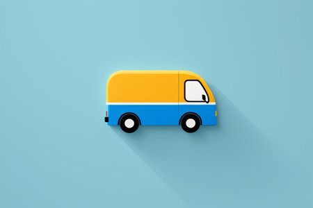 Blue and yellow card currency car illustrationの素材