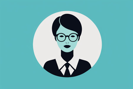 Headshot illustration of a professional woman wearing glassesの素材
