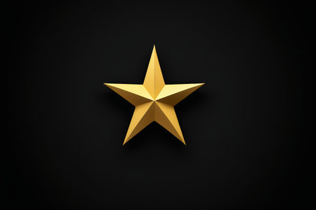 Gold pentagram on black backgroundの素材