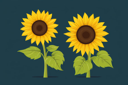 Illustration of two sunflowersの素材