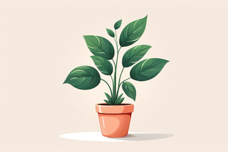 Potted green plant illustration materialsの素材