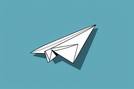 Origami airplane on blue backgroundの素材