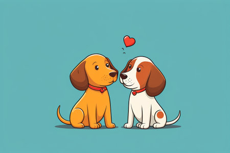 Two cute puppies interacting intimatelyの素材