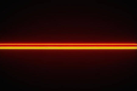 Red yellow glowing lines on black backgroundの素材