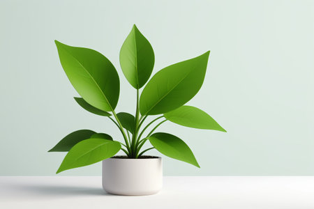 Green plants in white potsの素材