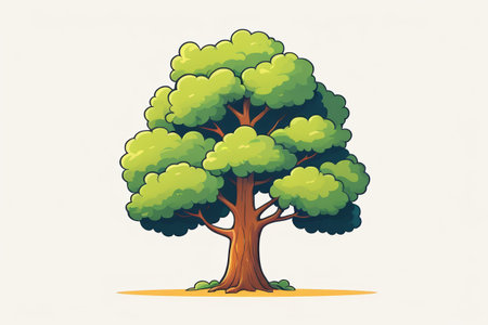 Cartoon style green tree illustrationの素材