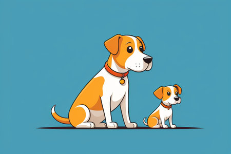 Cartoon style puppy sitting upright illustrationの素材