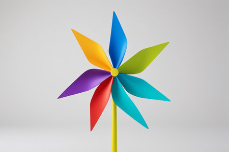 Close-up of a colorful windmillの素材