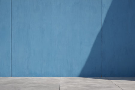 Blue wall and ground light and shadow sceneの素材