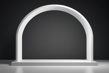 White arched display stand with simple backgroundの素材