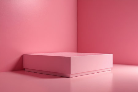 Modern display stand on pink backgroundの素材