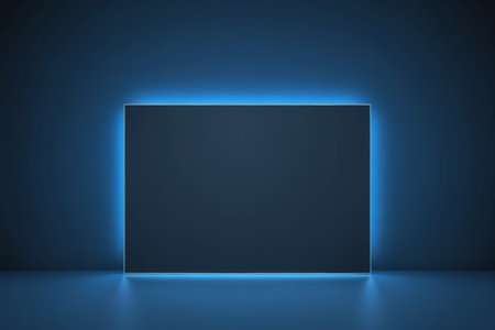Blue light-up rectangle display backgroundの素材