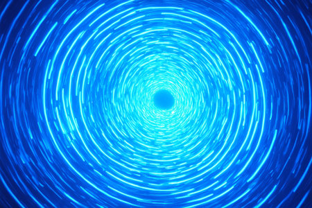 Blue abstract light effect ring backgroundの素材